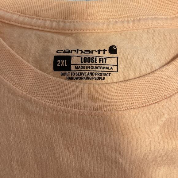 Carhartt Long Sleeve Logo T-Shirt Orange Size 2XL Loose Fit Heavyweight Graphic - Picture 2 of 6